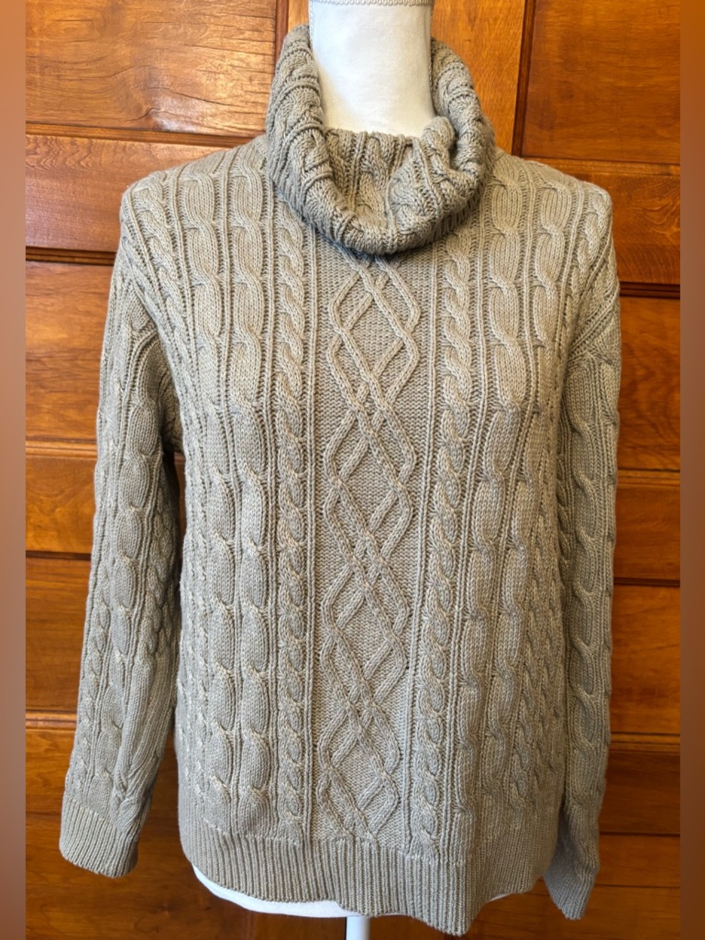 Jeanne Pierre Cable-Knit Turtleneck Sweater- green